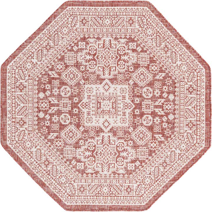 5' 3 x 5' 3 Easy-Clean Aztec Indoor / Outdoor Octagon Rug