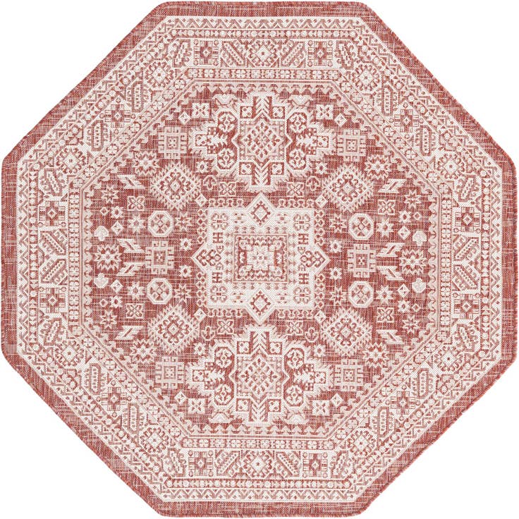Detail image of 5' 3 x 5' 3 Easy-Clean Aztec Indoor / Outdoor Octagon Rug