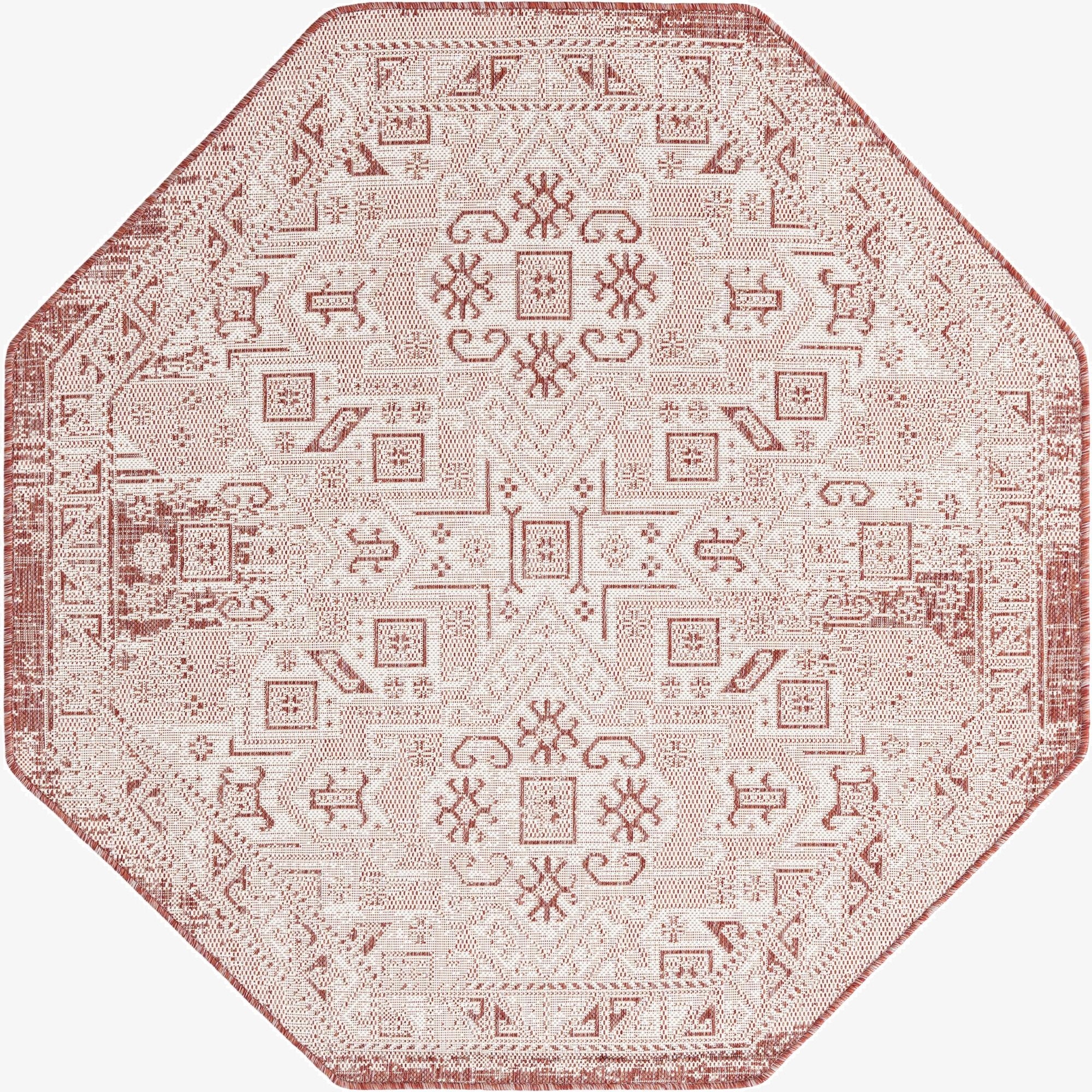 5' 3 x 5' 3  Washable Aztec Indoor / Outdoor Octagon Rug