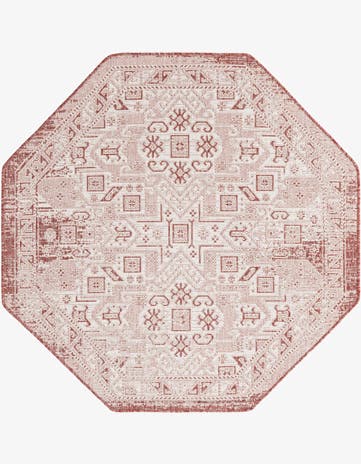 5' 3 x 5' 3 Easy-Clean Aztec Indoor / Outdoor Octagon Rug