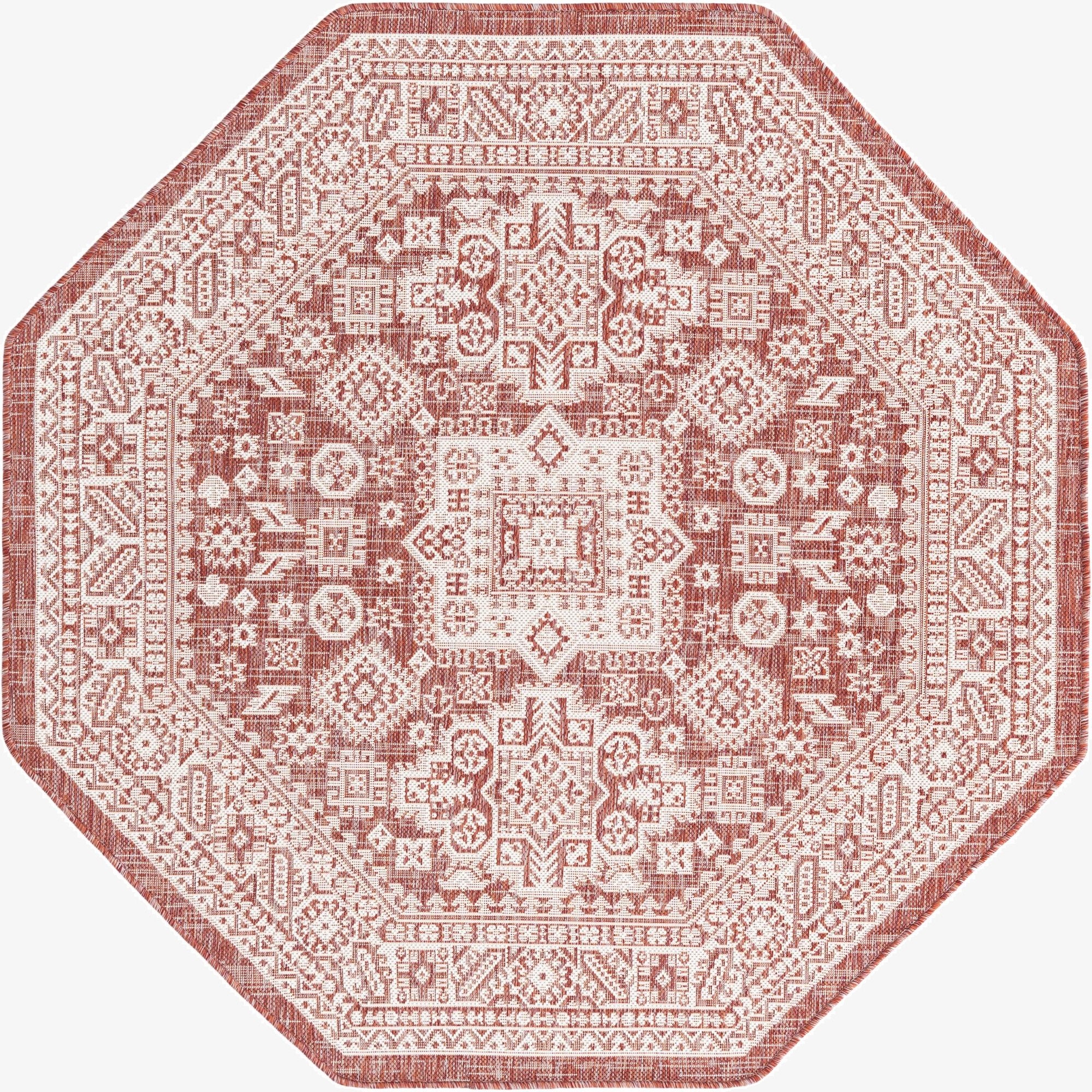Primary image 5' 3 x 5' 3  Washable Aztec Indoor / Outdoor Octagon Rug
