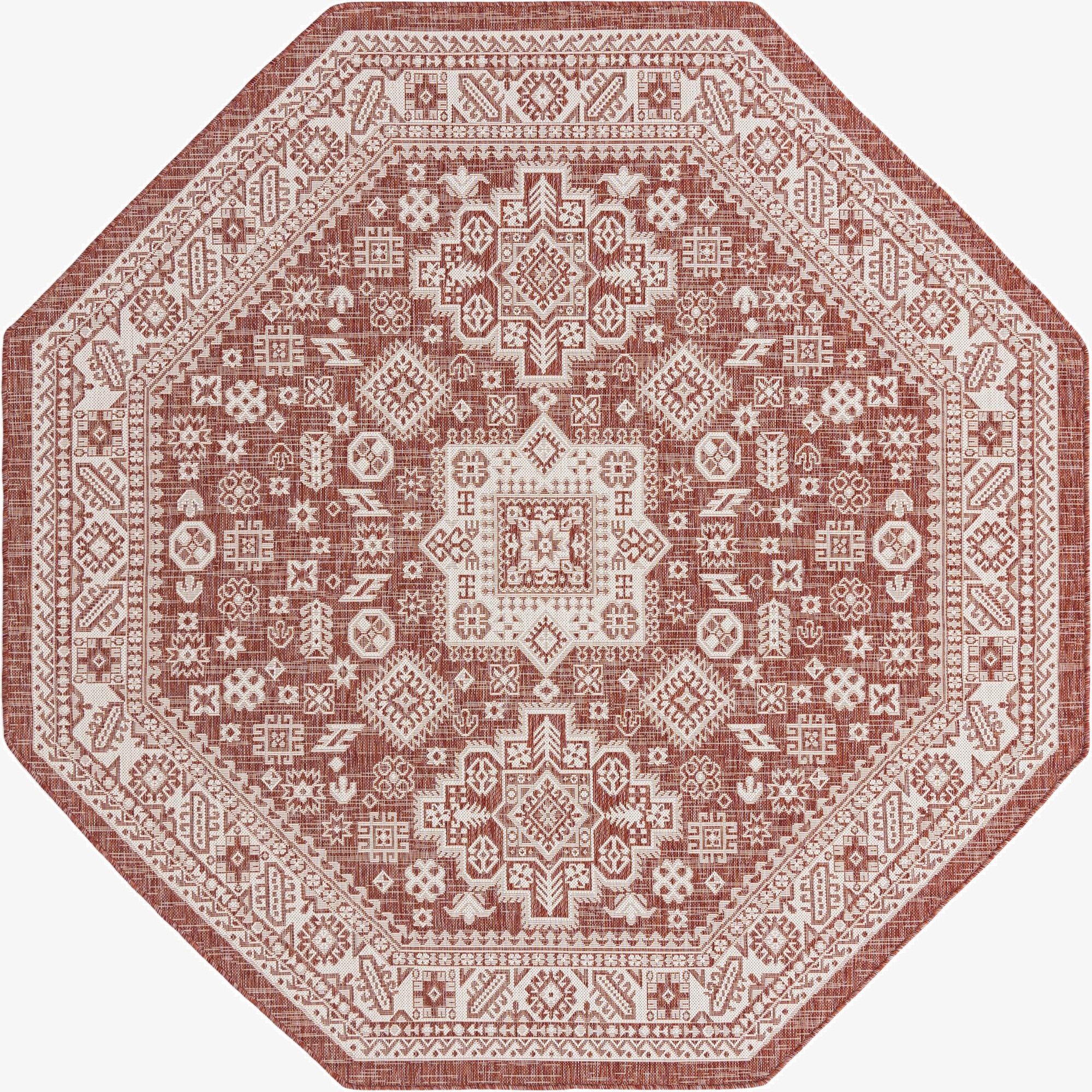 Primary image 7' 10 x 7' 10  Washable Aztec Indoor / Outdoor Octagon Rug