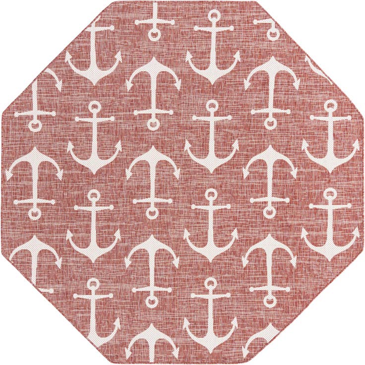 Detail image of 7' 10 x 7' 10 Easy-Clean Coastal Indoor / Outdoor Octagon Rug