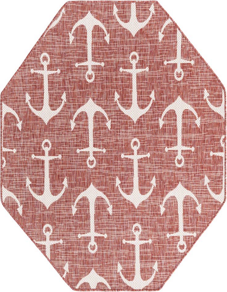 Detail image of 5' 3 x 5' 3 Easy-Clean Coastal Indoor / Outdoor Octagon Rug