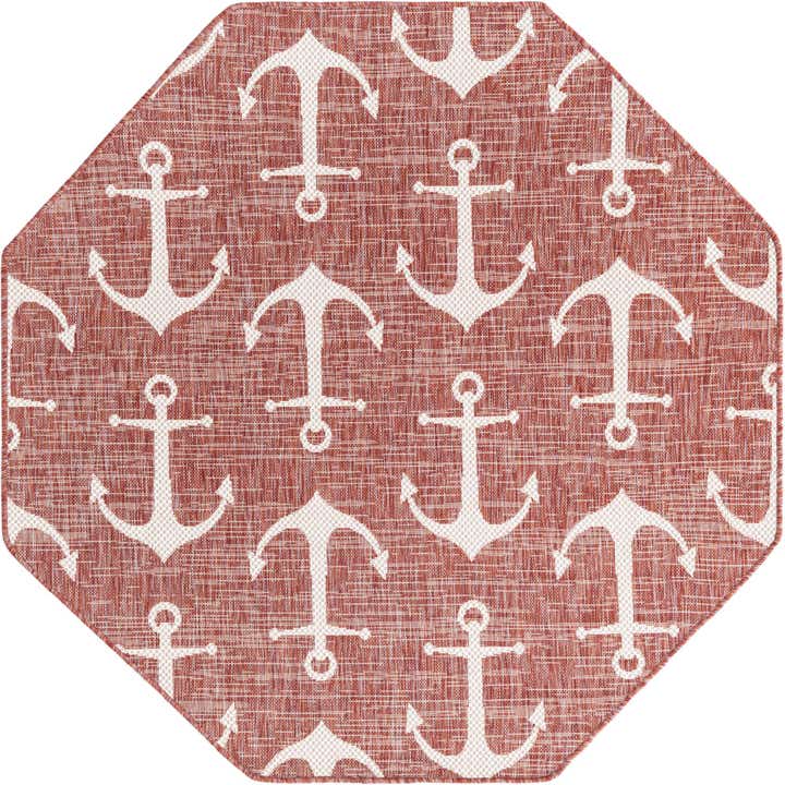 5' 3 x 5' 3 Easy-Clean Coastal Indoor / Outdoor Octagon Rug