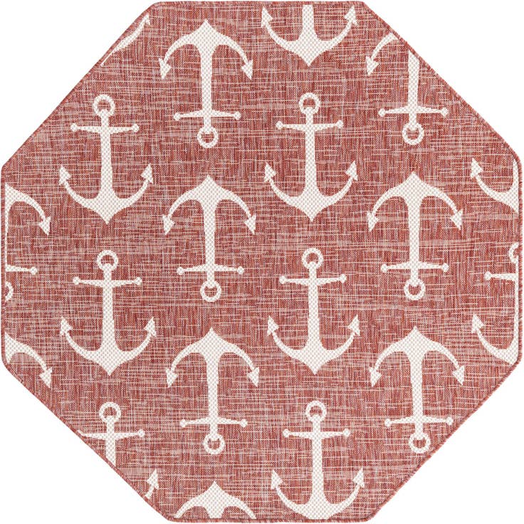 Detail image of 5' 3 x 5' 3 Easy-Clean Coastal Indoor / Outdoor Octagon Rug