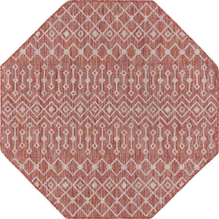 5' 3 x 5' 3 Easy-Clean Lattice Indoor / Outdoor Octagon Rug