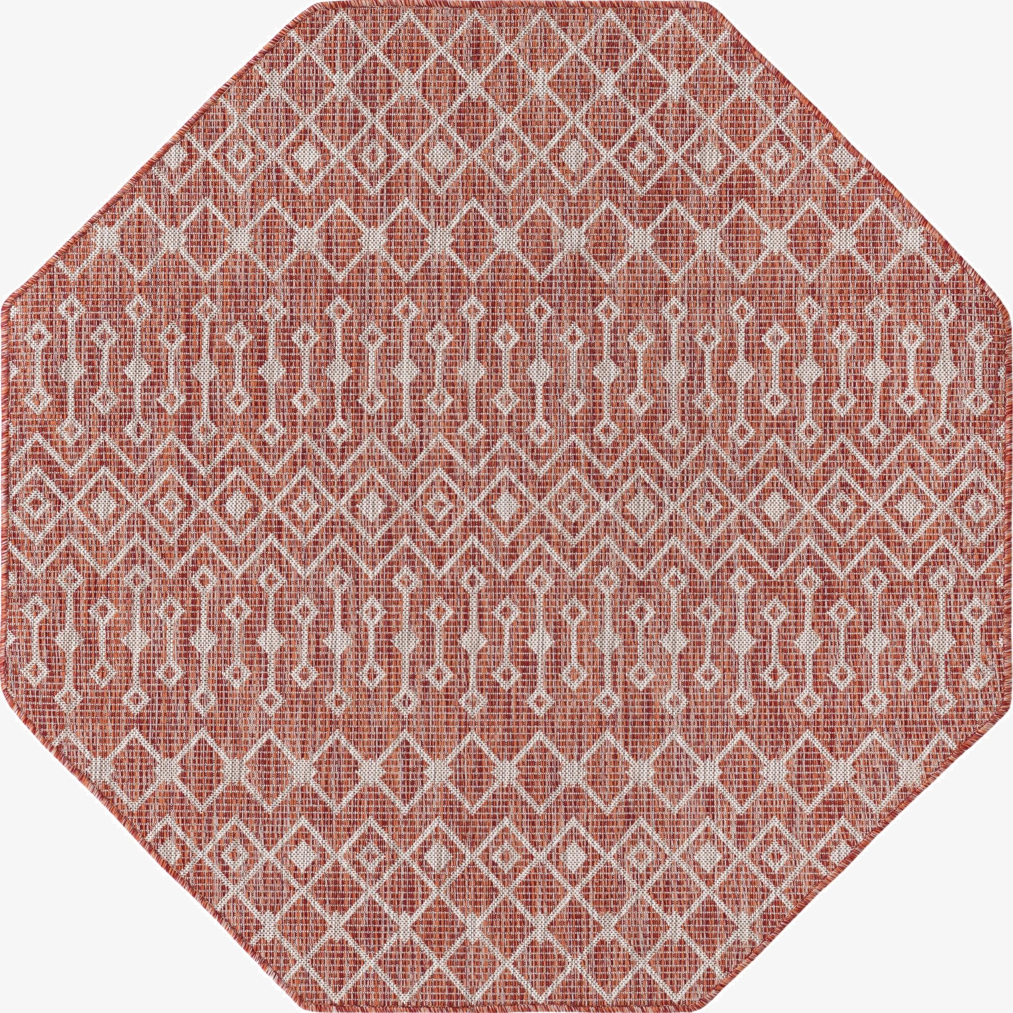 5' 3 x 5' 3 Washable Lattice Indoor / Outdoor Octagon Rug
