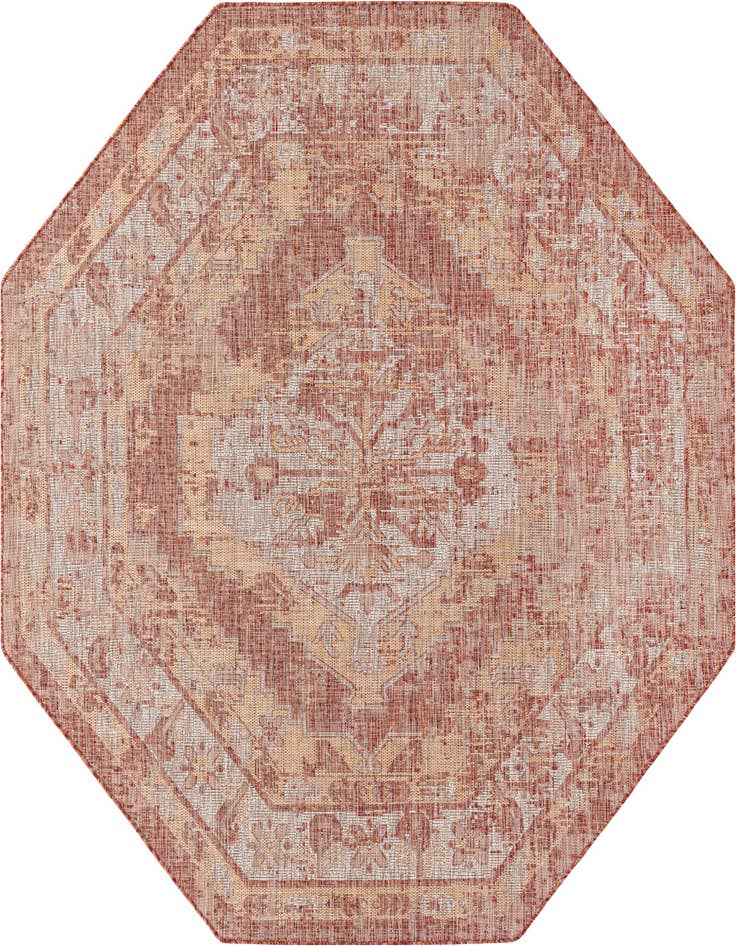 Detail image of 7' 10 x 7' 10 Easy-Clean Traditional Indoor / Outdoor Octagon Rug
