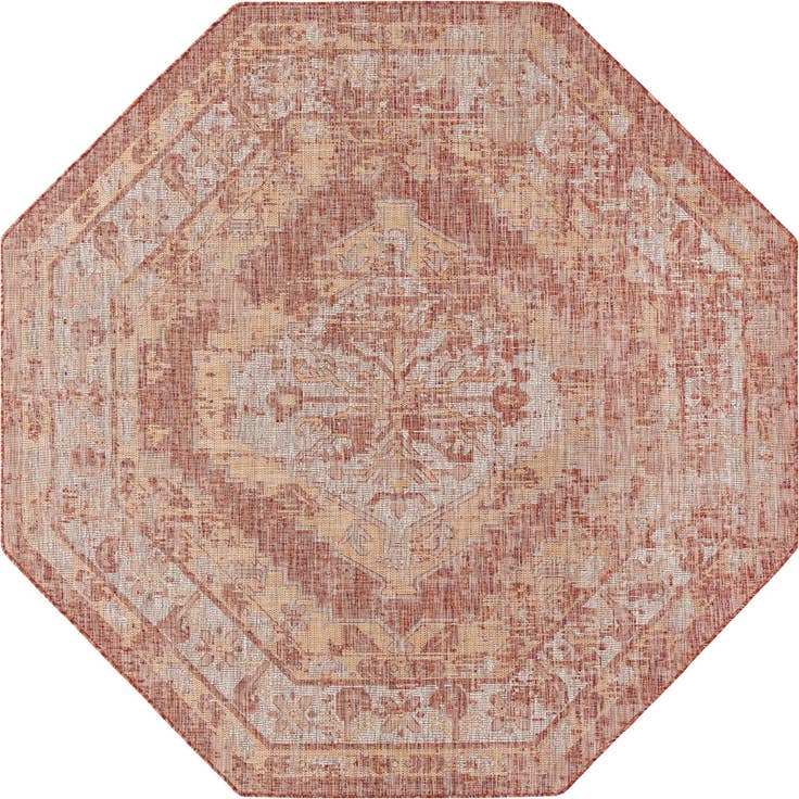 Detail image of 7' 10 x 7' 10 Easy-Clean Traditional Indoor / Outdoor Octagon Rug