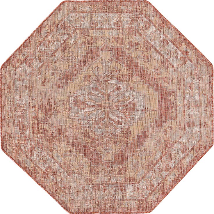 Detail image of 5' 3 x 5' 3 Easy-Clean Traditional Indoor / Outdoor Octagon Rug