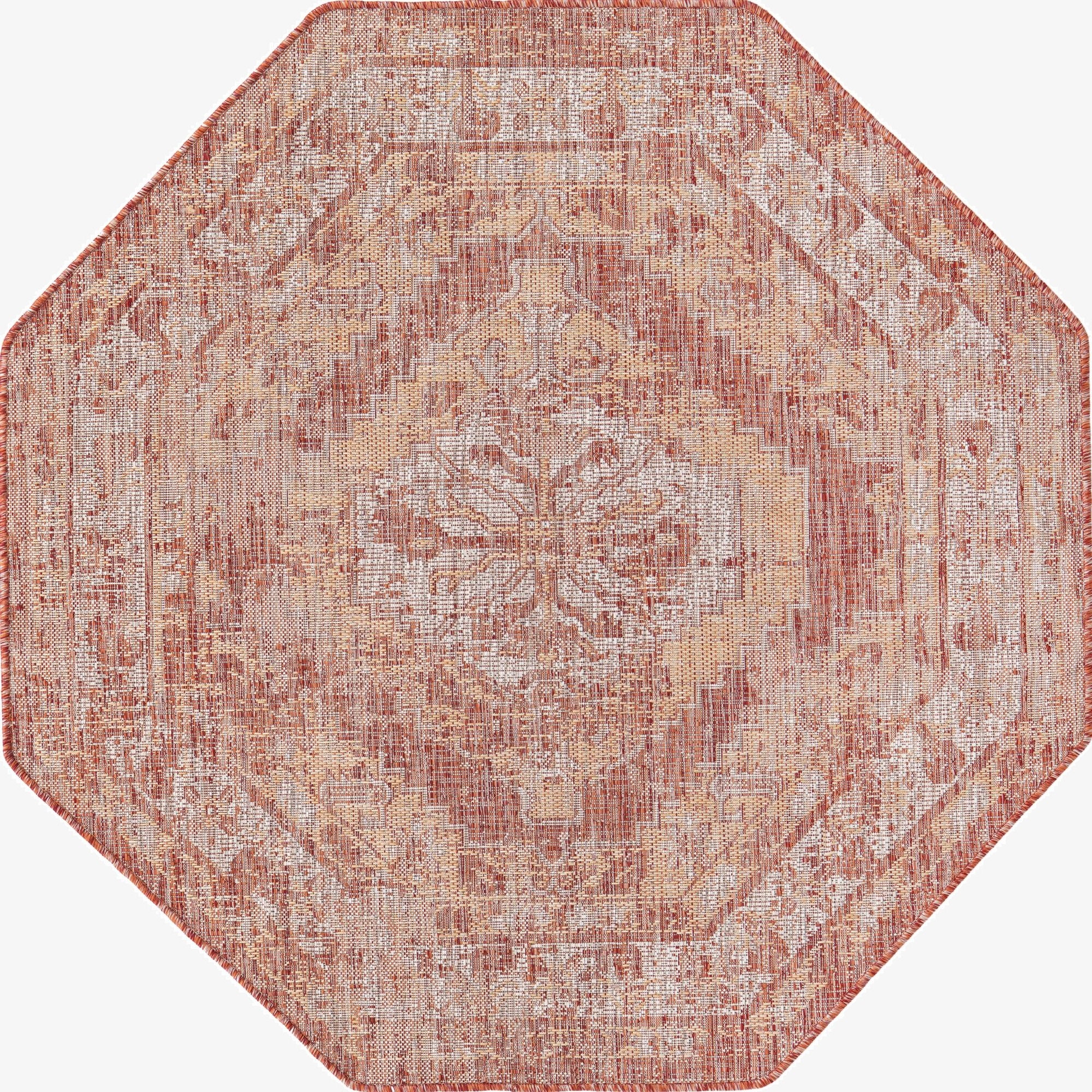 5' 3 x 5' 3  Washable Traditional Indoor / Outdoor Octagon Rug