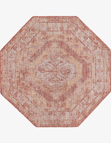 5' 3 x 5' 3 Easy-Clean Traditional Indoor / Outdoor Octagon Rug