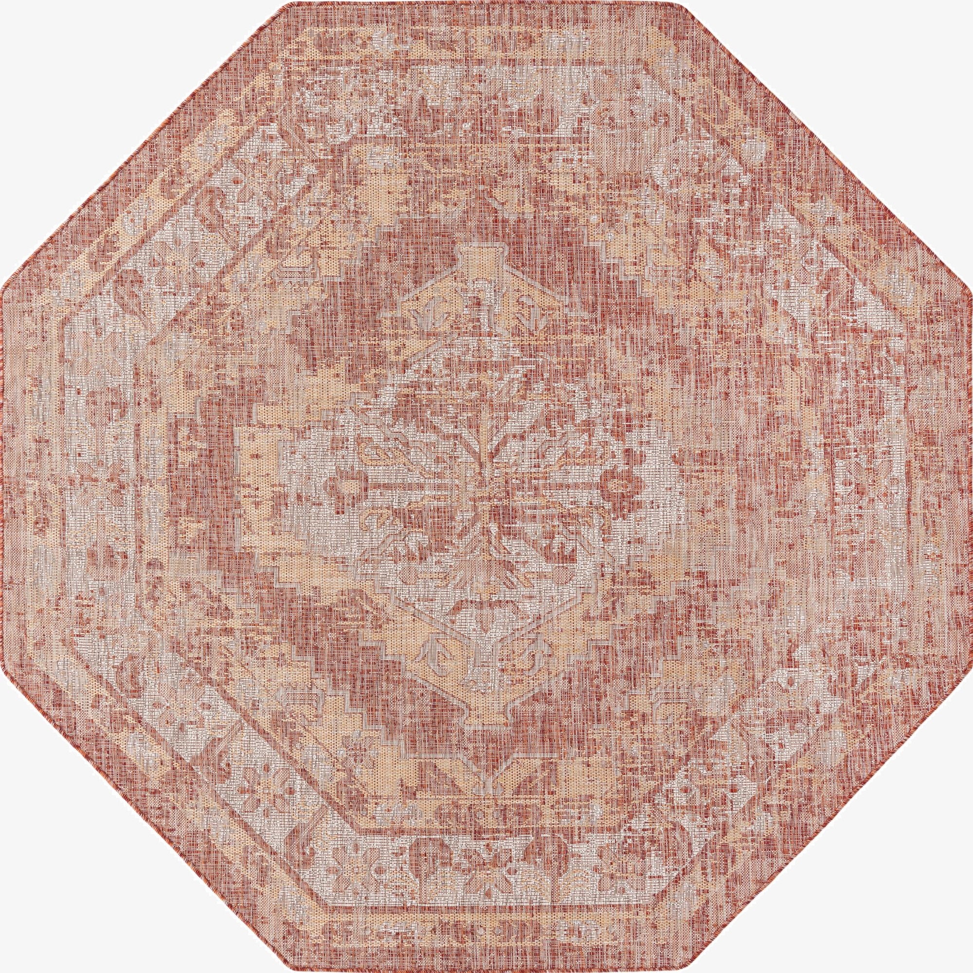7' 10 x 7' 10  Washable Traditional Indoor / Outdoor Octagon Rug