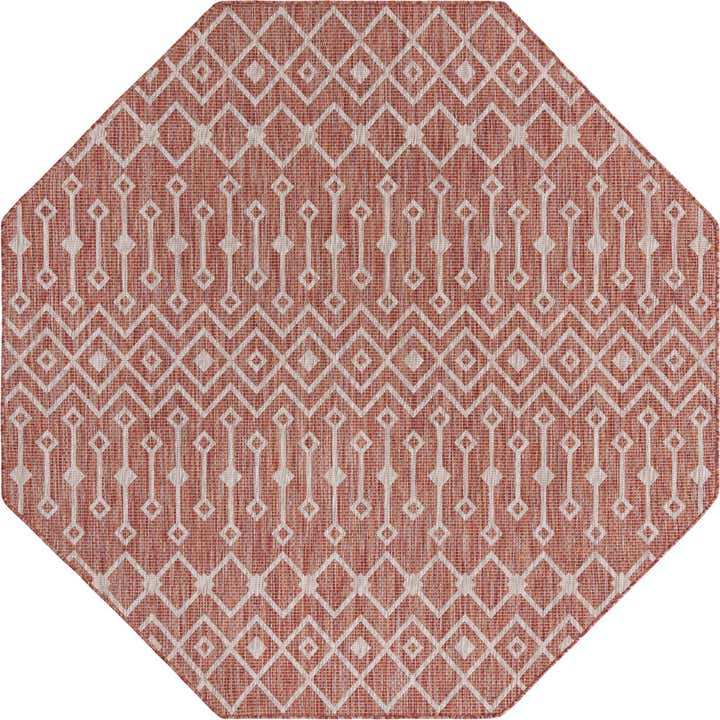 7' 10 x 7' 10 Easy-Clean Trellis Indoor / Outdoor Octagon Rug