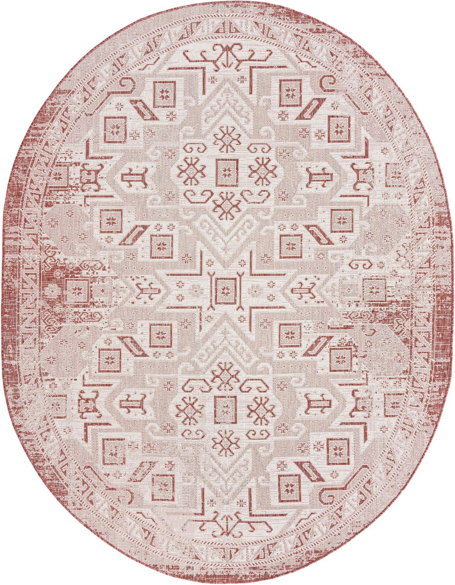 7' 10 x 10' Easy-Clean Aztec Indoor / Outdoor Oval Rug