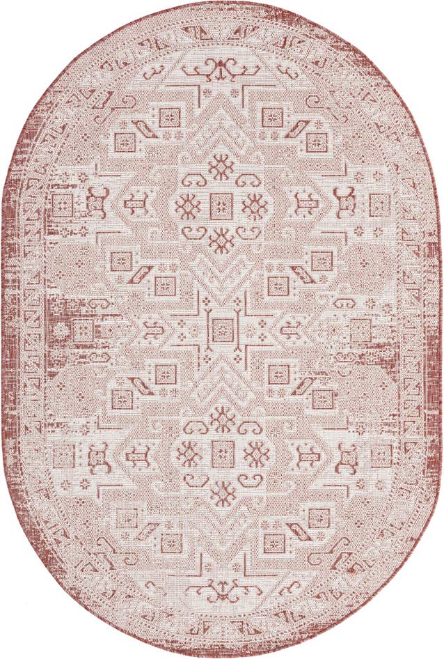 Detail image of 5' 3 x 8' Easy-Clean Aztec Indoor / Outdoor Oval Rug