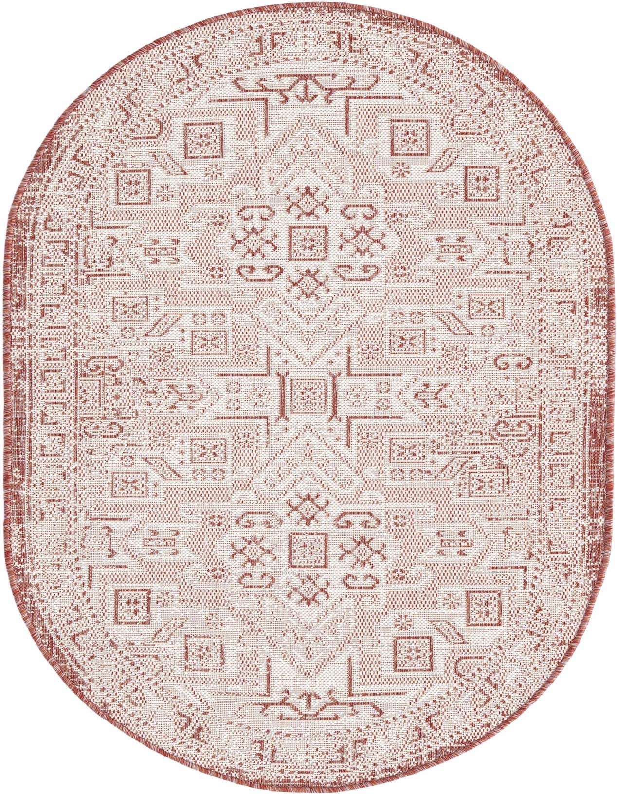3' x 5' 3 Easy-Clean Aztec Indoor / Outdoor Oval Rug
