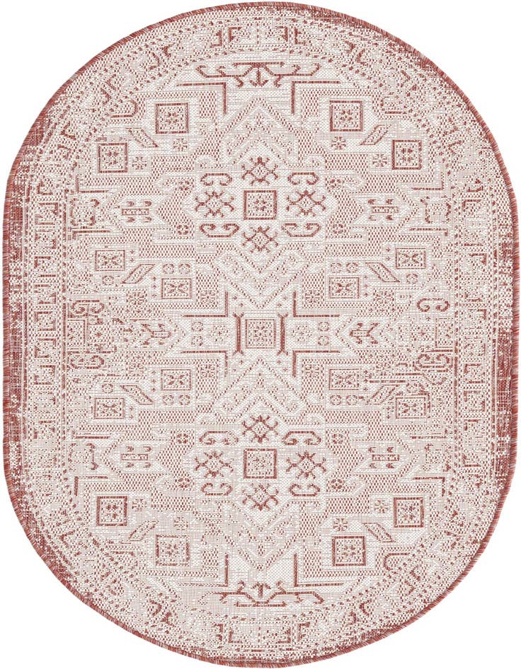 Detail image of 3' x 5' 3 Easy-Clean Aztec Indoor / Outdoor Oval Rug