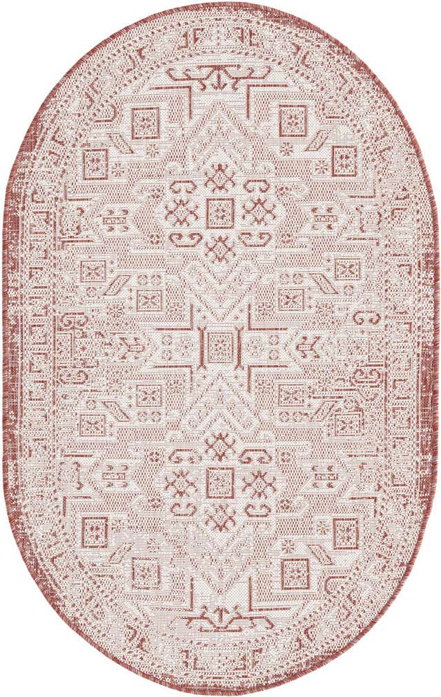 3' x 5' 3 Easy-Clean Aztec Indoor / Outdoor Oval Rug