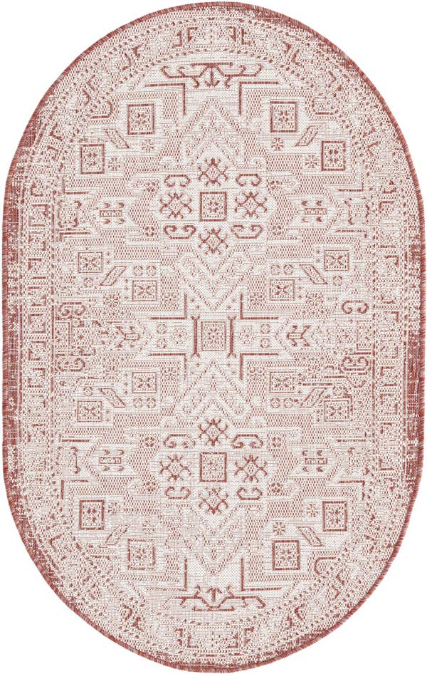 Detail image of 3' x 5' 3 Easy-Clean Aztec Indoor / Outdoor Oval Rug