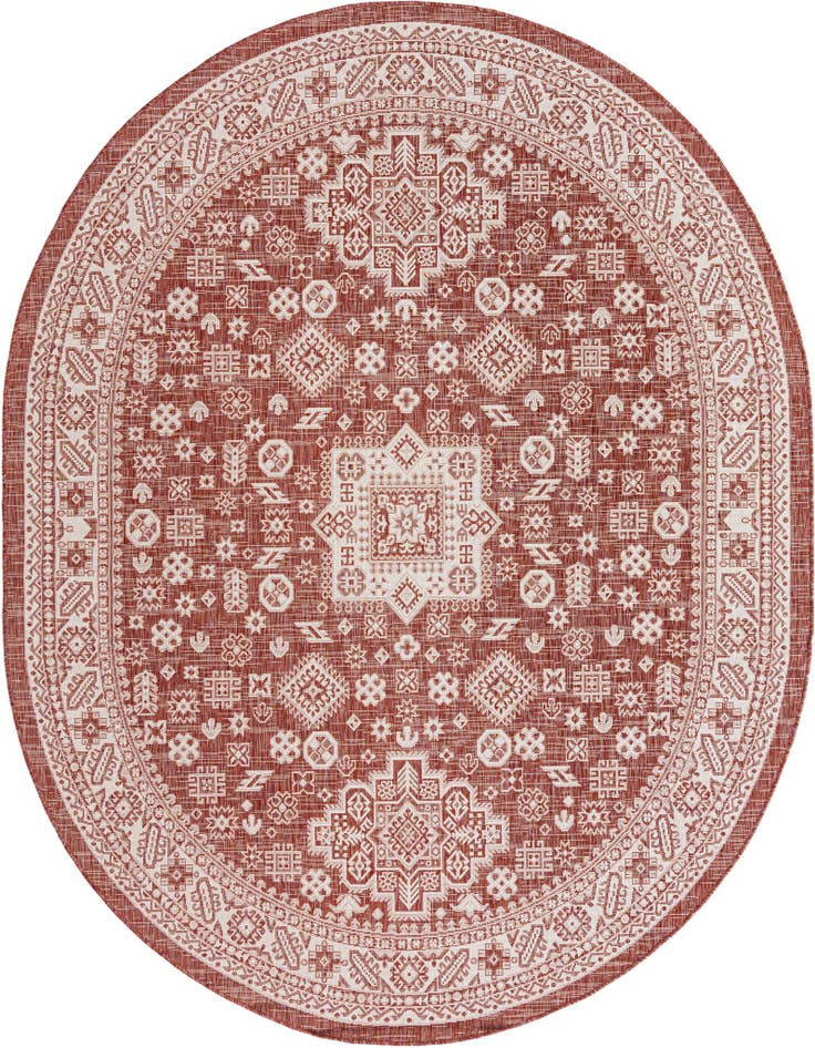 Detail image of 7' 10 x 10' Easy-Clean Aztec Indoor / Outdoor Oval Rug