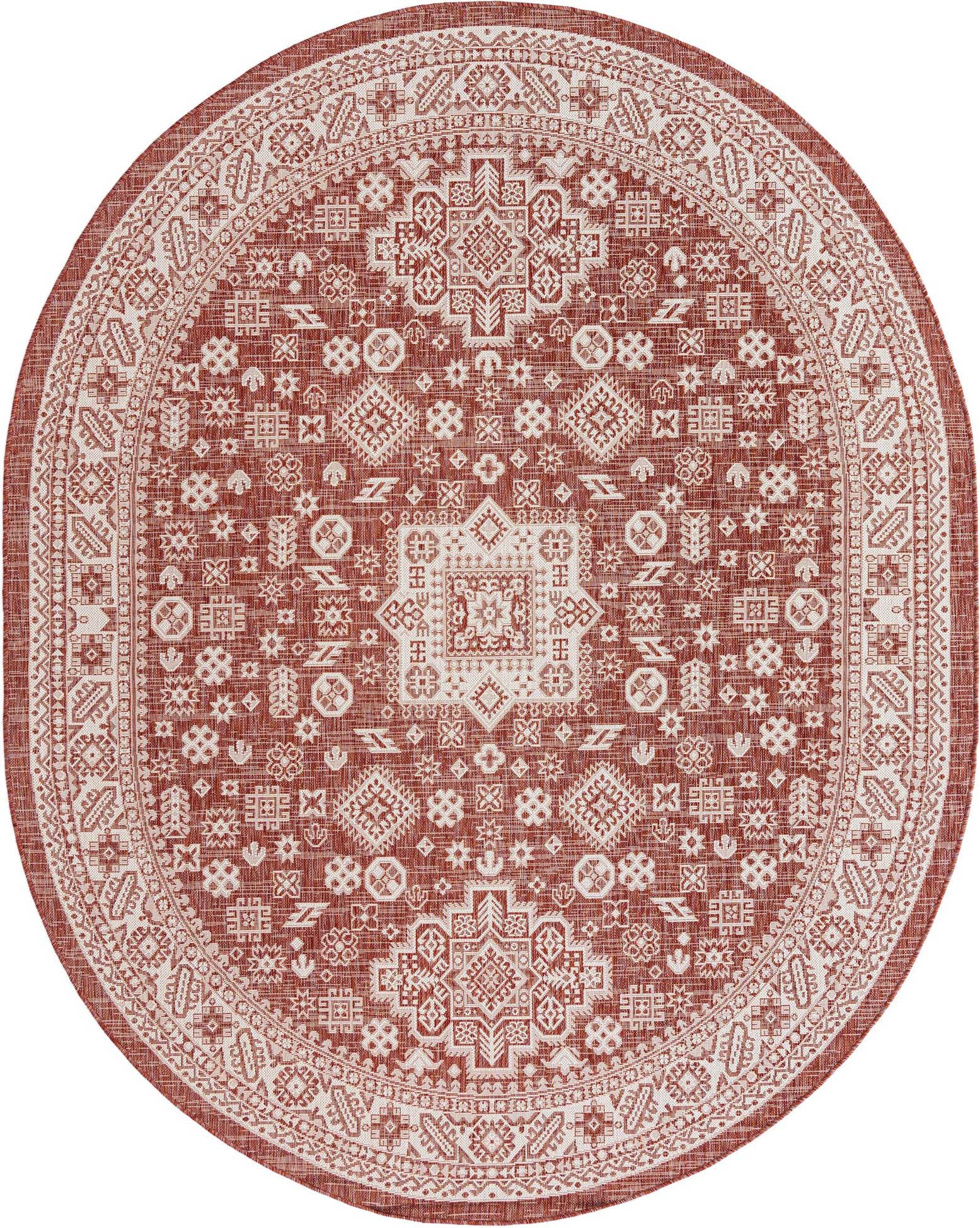 7' 10 x 10' Easy-Clean Aztec Indoor / Outdoor Oval Rug