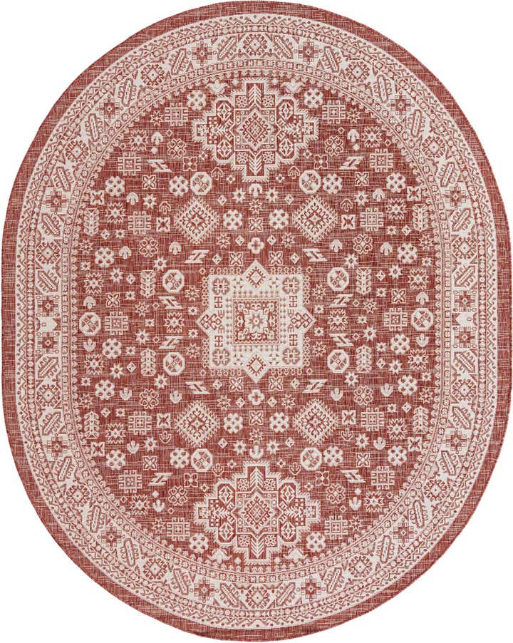 7' 10 x 10' Easy-Clean Aztec Indoor / Outdoor Oval Rug