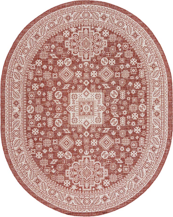 Detail image of 7' 10 x 10' Easy-Clean Aztec Indoor / Outdoor Oval Rug