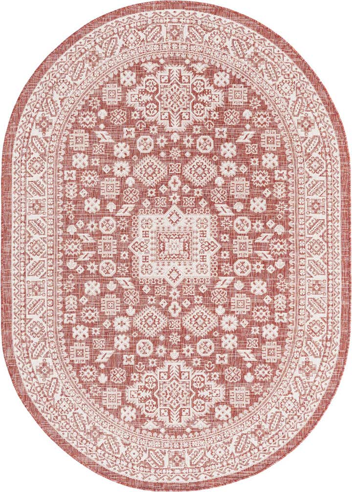 5' 3 x 8' Easy-Clean Aztec Indoor / Outdoor Oval Rug