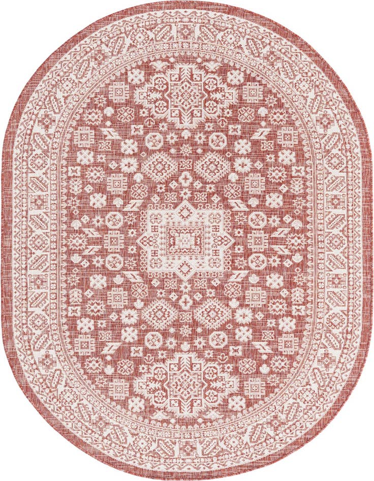 Detail image of 5' 3 x 8' Easy-Clean Aztec Indoor / Outdoor Oval Rug