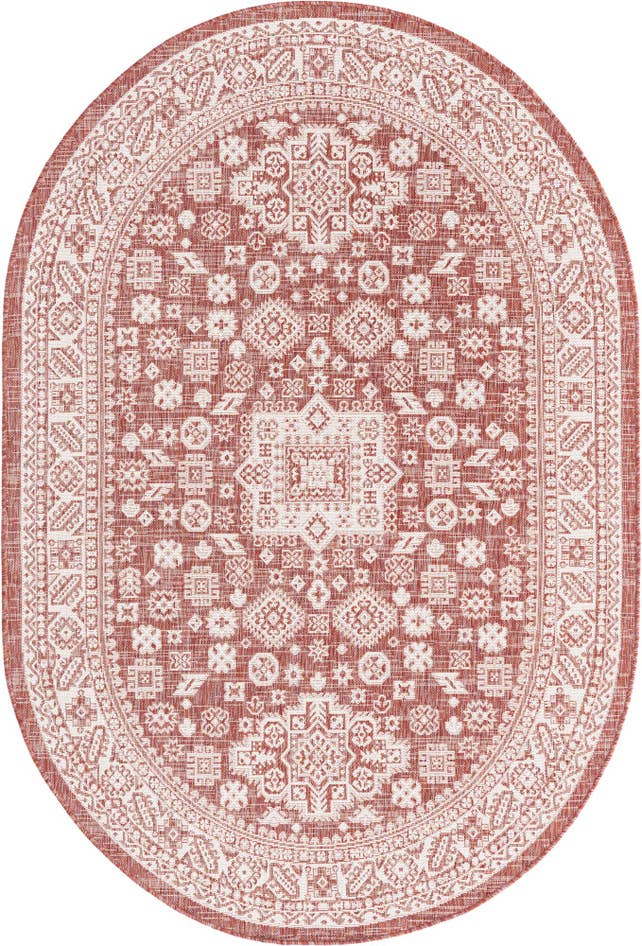 Detail image of 5' 3 x 8' Easy-Clean Aztec Indoor / Outdoor Oval Rug