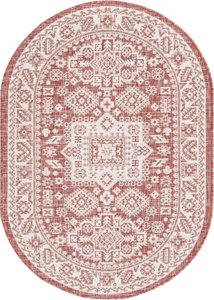 3' x 5' 3 Easy-Clean Aztec Indoor / Outdoor Oval Rug
