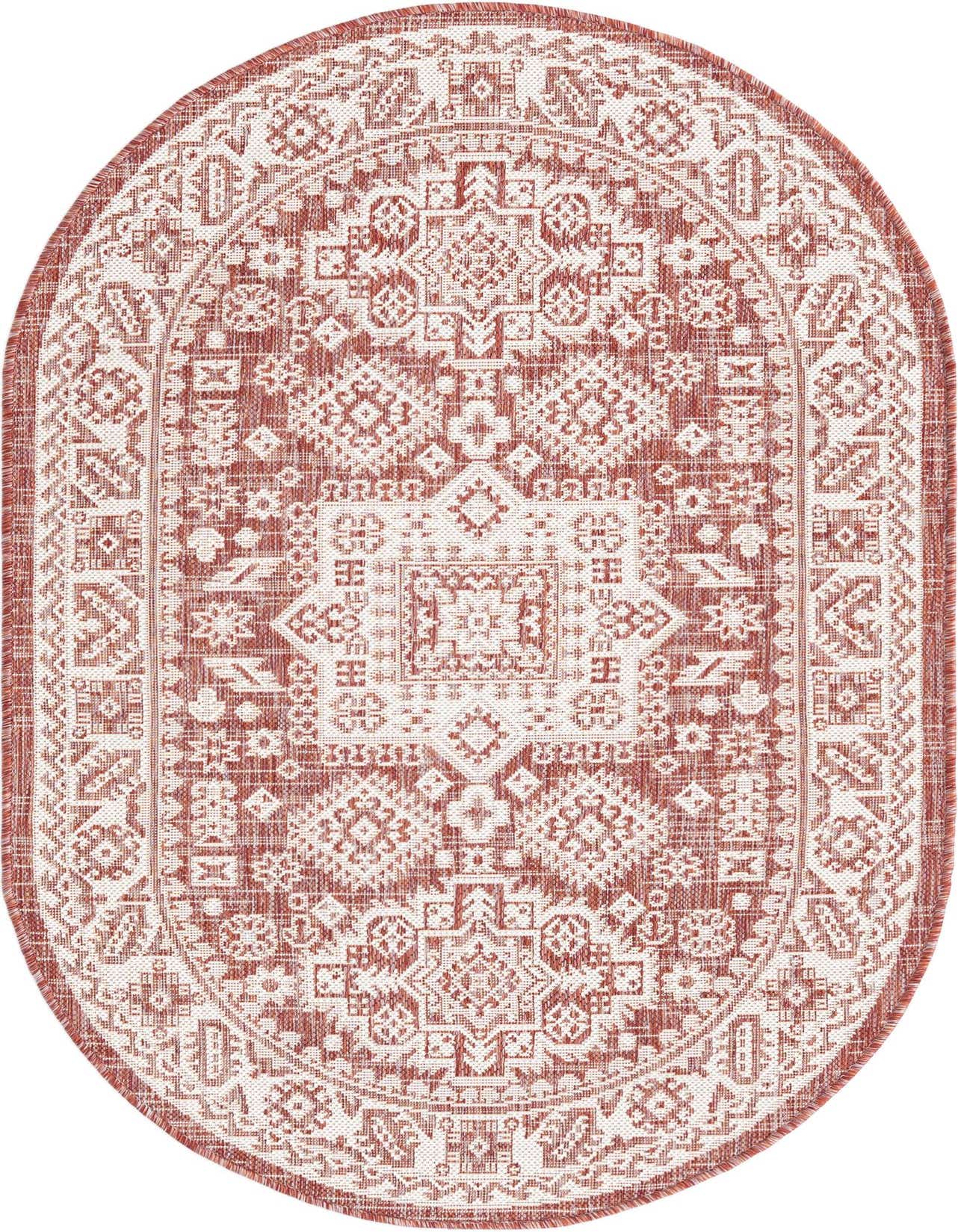 3' x 5' 3 Easy-Clean Aztec Indoor / Outdoor Oval Rug