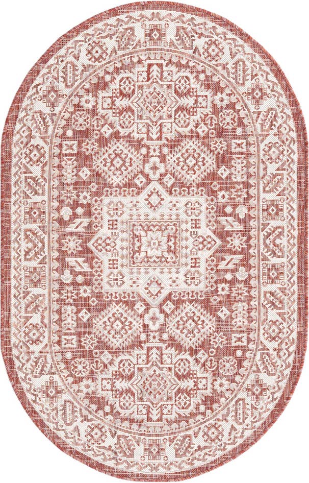 Detail image of 3' x 5' 3 Easy-Clean Aztec Indoor / Outdoor Oval Rug