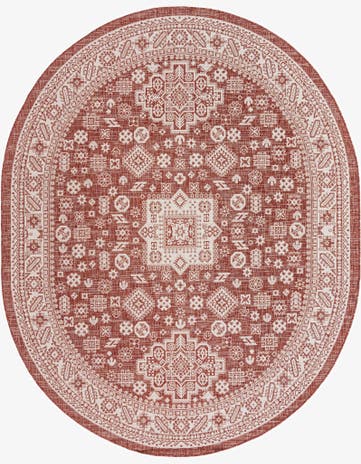 7' 10 x 10' Easy-Clean Aztec Indoor / Outdoor Oval Rug