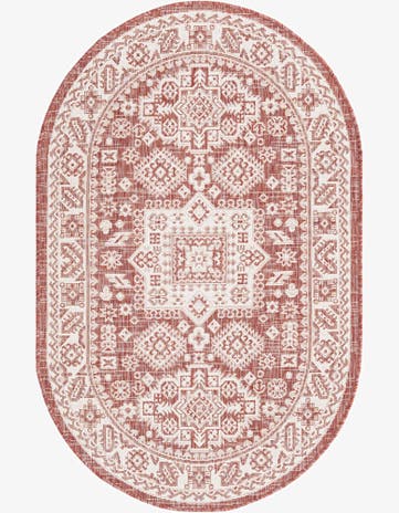 3' x 5' 3 Easy-Clean Aztec Indoor / Outdoor Oval Rug