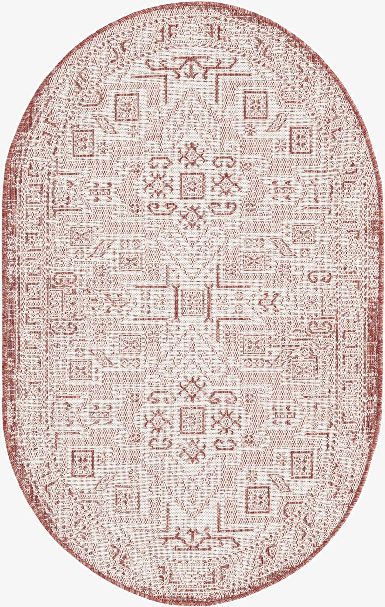 3' x 5' 3  Washable Aztec Indoor / Outdoor Oval Rug
