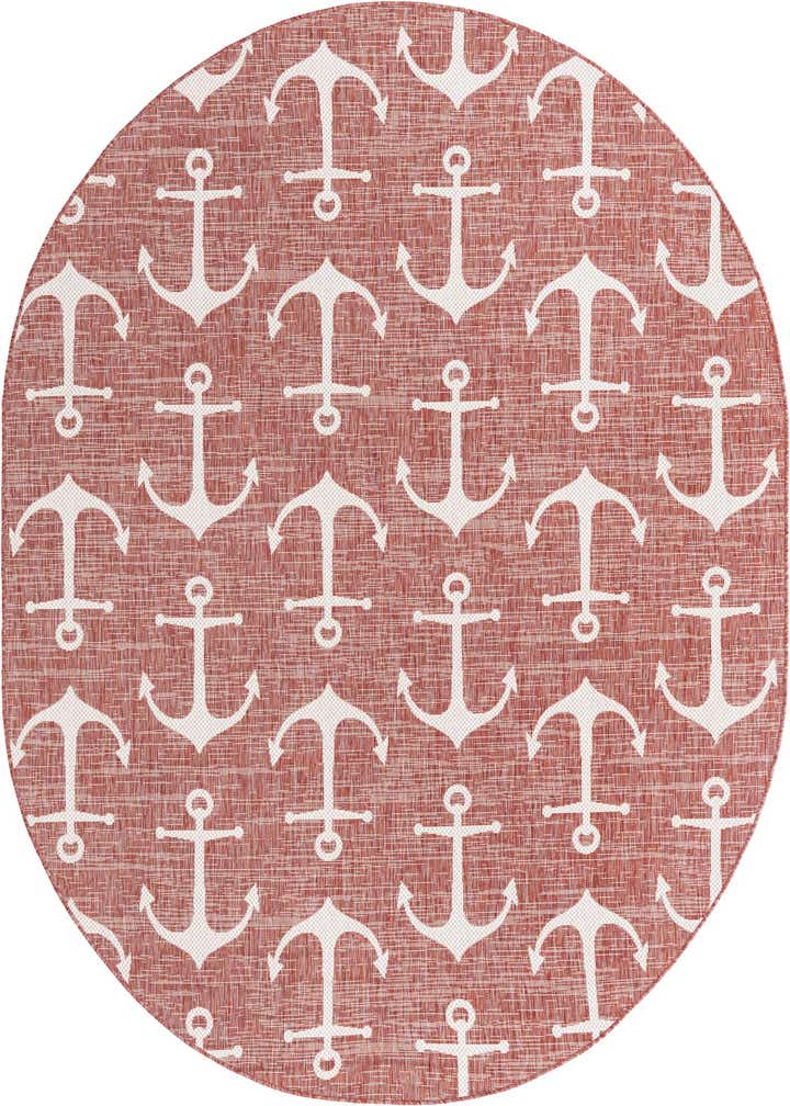 7' 10 x 10' Easy-Clean Coastal Indoor / Outdoor Oval Rug