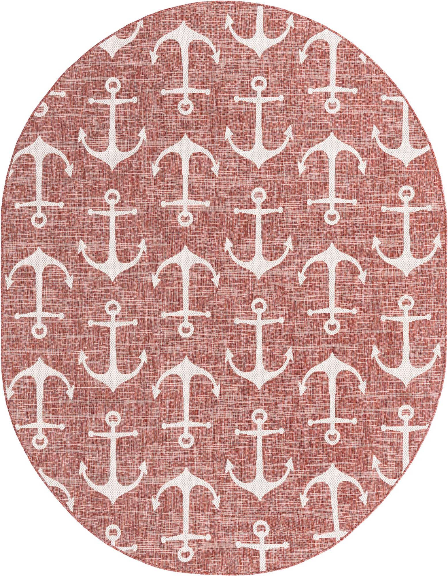 7' 10 x 10' Easy-Clean Coastal Indoor / Outdoor Oval Rug