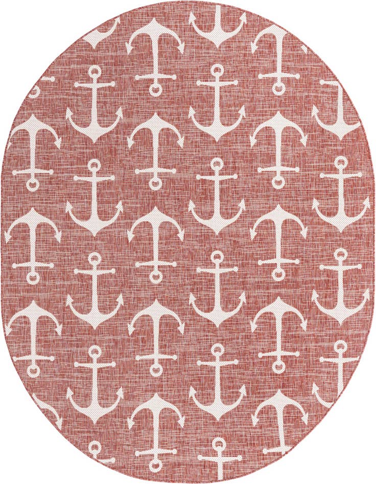 Detail image of 7' 10 x 10' Easy-Clean Coastal Indoor / Outdoor Oval Rug