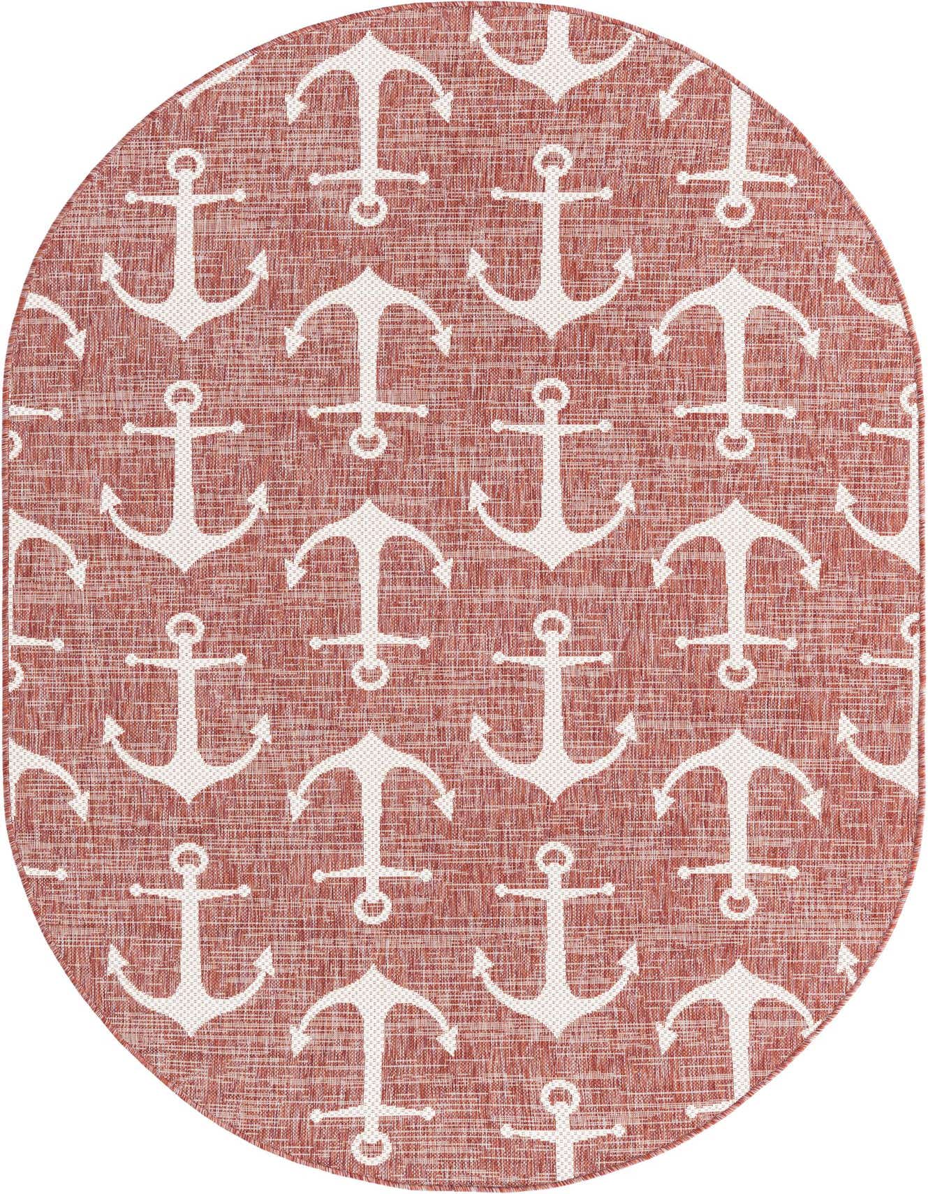 5' 3 x 8' Easy-Clean Coastal Indoor / Outdoor Oval Rug