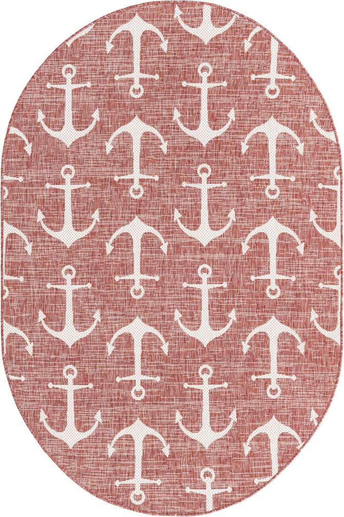 5' 3 x 8' Easy-Clean Coastal Indoor / Outdoor Oval Rug