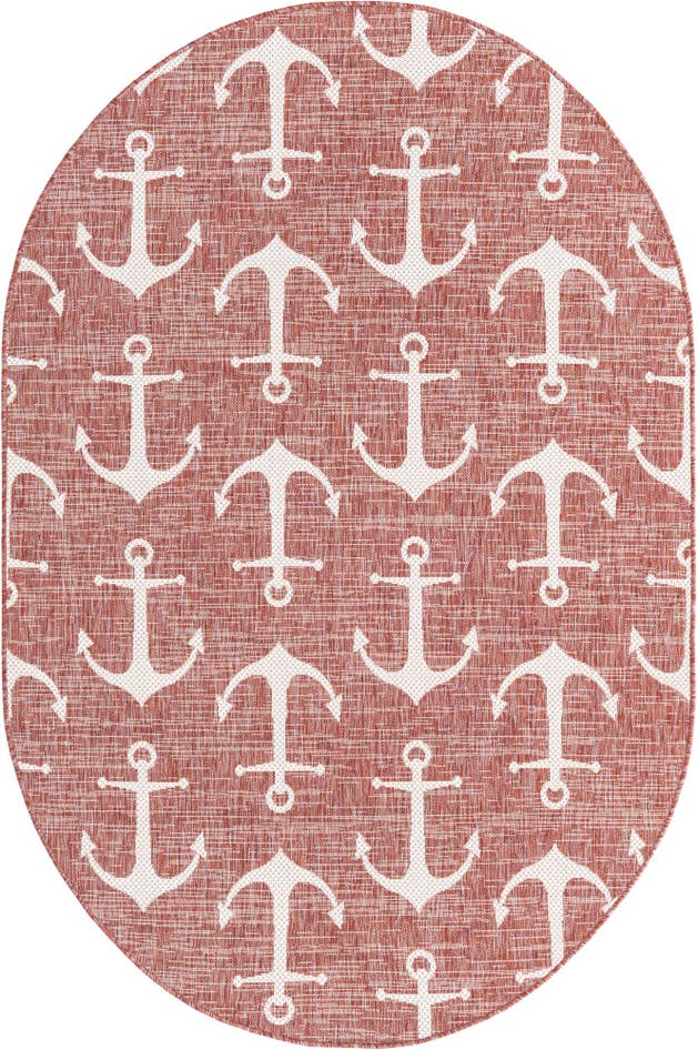Detail image of 5' 3 x 8' Easy-Clean Coastal Indoor / Outdoor Oval Rug