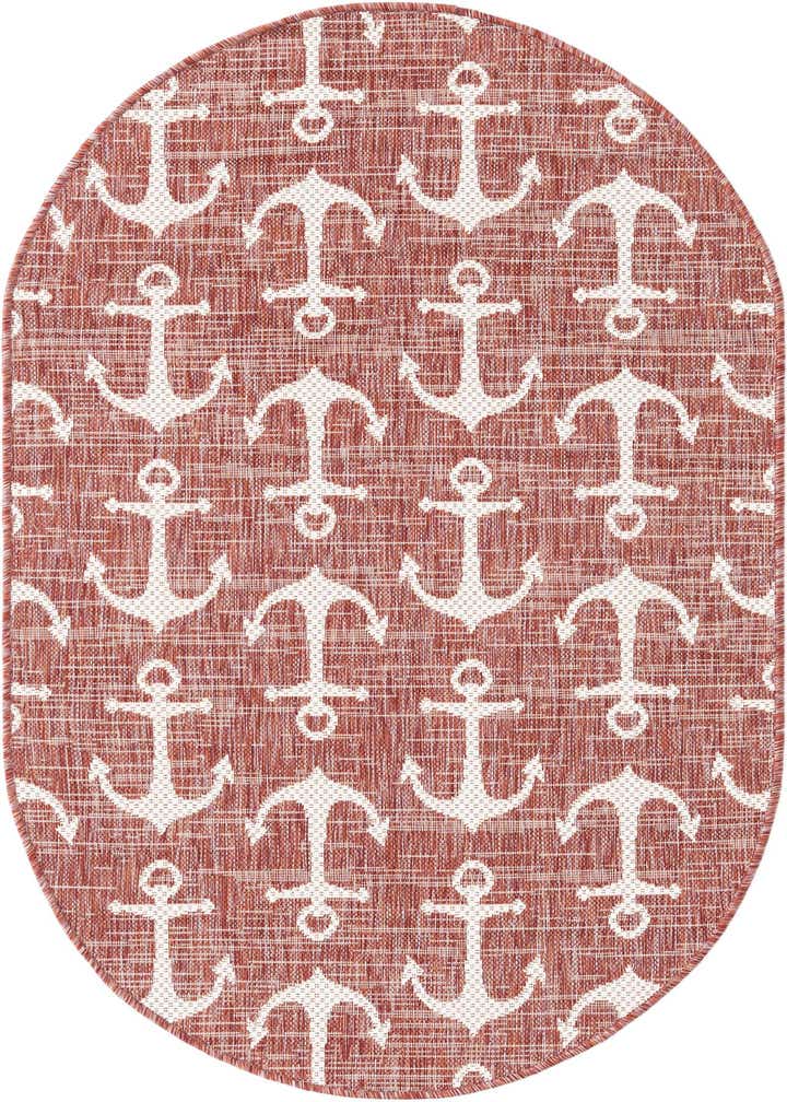3' x 5' 3 Easy-Clean Coastal Indoor / Outdoor Oval Rug
