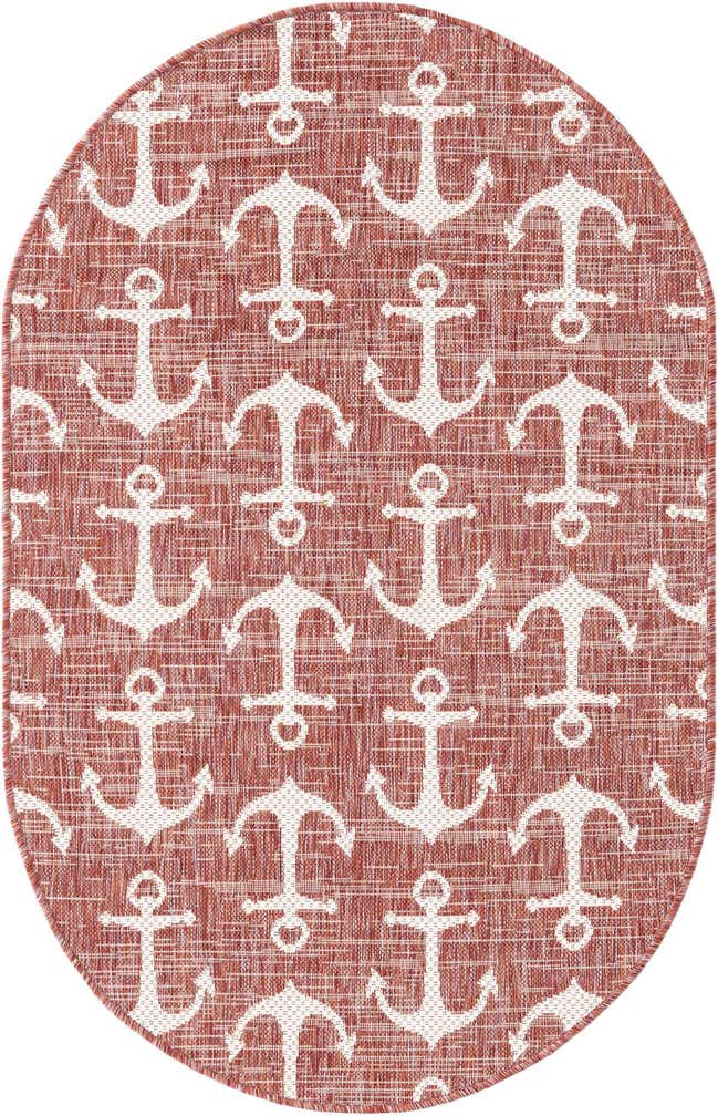 3' x 5' 3 Easy-Clean Coastal Indoor / Outdoor Oval Rug