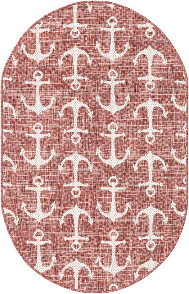 Detail image of 3' x 5' 3 Easy-Clean Coastal Indoor / Outdoor Oval Rug