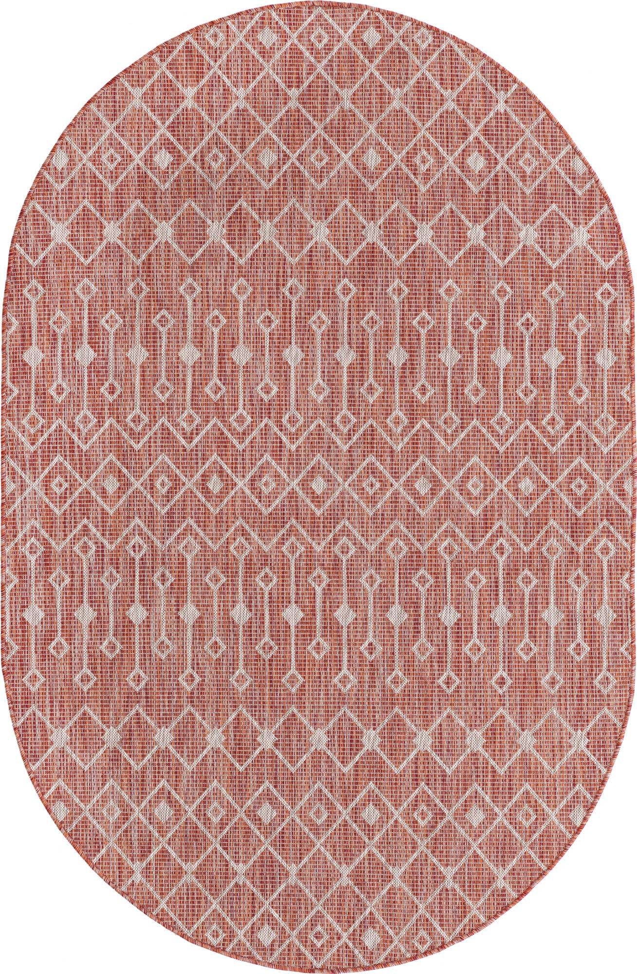 5' 3 x 8' Easy-Clean Lattice Indoor / Outdoor Oval Rug