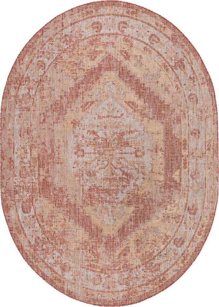 7' 10 x 10' Easy-Clean Traditional Indoor / Outdoor Oval Rug