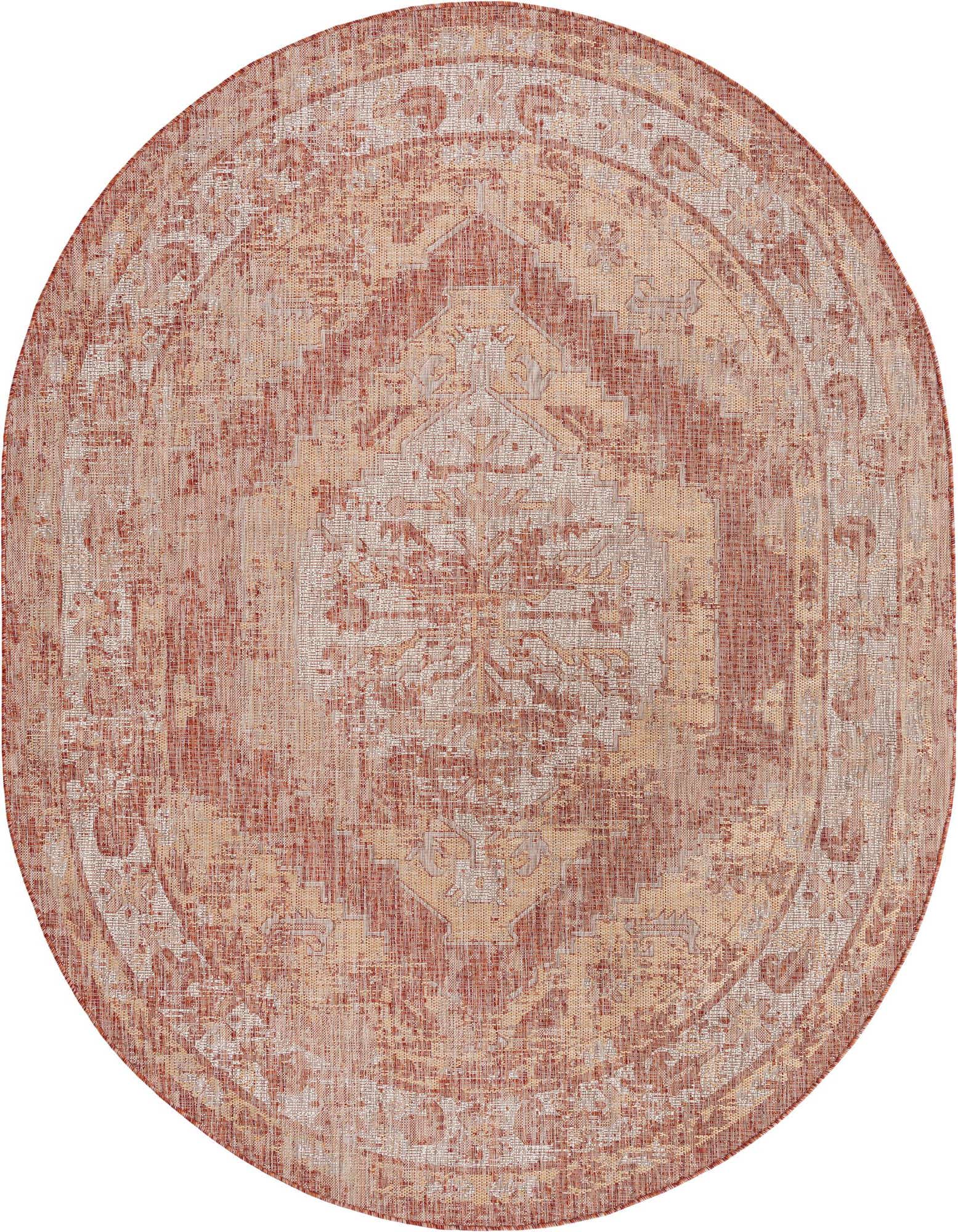 7' 10 x 10' Easy-Clean Traditional Indoor / Outdoor Oval Rug